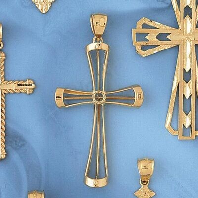 Dazzlers Jewelry Cross Pendant Necklace Charm Bracelet in Yellow, White or Rose Gold 7862, MPN: DZ-…