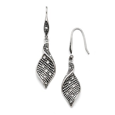 Crystal Antiqued Shepherd Hook Dangle Earrings - Stainless Steel SRE705 by Chisel, MPN: SRE705, 191…