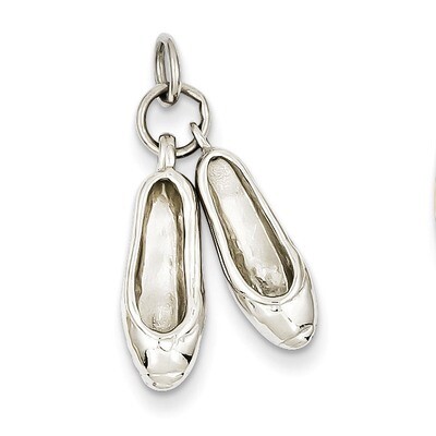 3-Dimensional Moveable Ballet Slippers Charm 14k White Gold Solid Polished D1259, MPN: D1259, 88395…