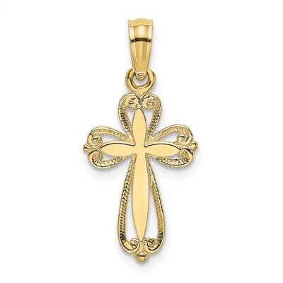 Cut-Out Engraved Cross Charm 10k Gold Polished 10K8350, MPN: 10K8350,