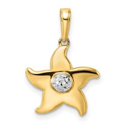Starfish Pendant 14k Gold and White Rhodium Diamond-Cut M2975, MPN: M2975,