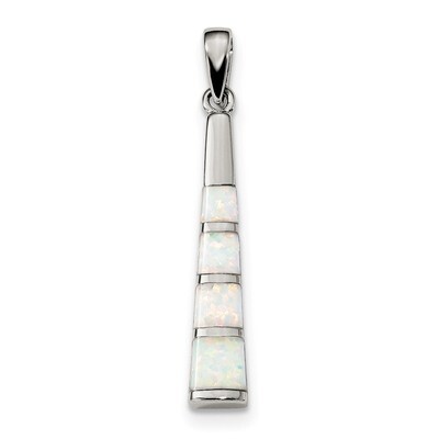 White Created Opal Pendant Sterling Silver Rhodium-plated QP4983, MPN: QP4983, 883957829586