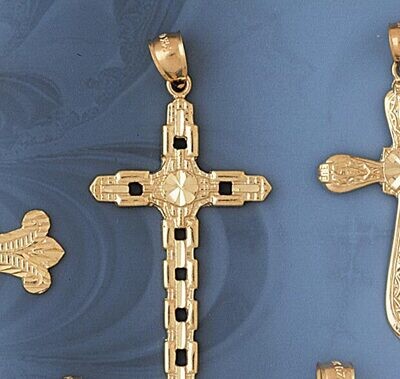Dazzlers Jewelry Cross Pendant Necklace Charm Bracelet in Yellow, White or Rose Gold 7975, MPN: DZ-…