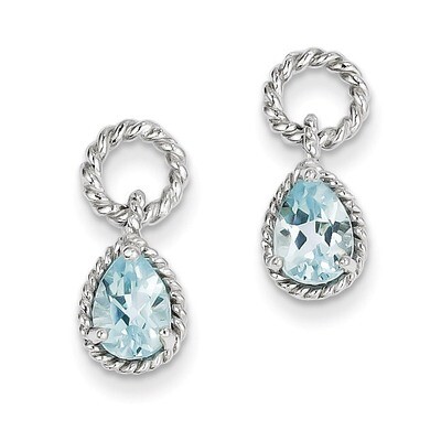 Blue Topaz Pear Twisted Post Earrings Sterling Silver QE9796BT, MPN: QE9796BT, 883957548890