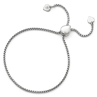 Leslie&#39;s Round Rectangle Box Heart Adjustable Bracelet Sterling Silver HB-QLF661, MPN: QLF661, 8867…