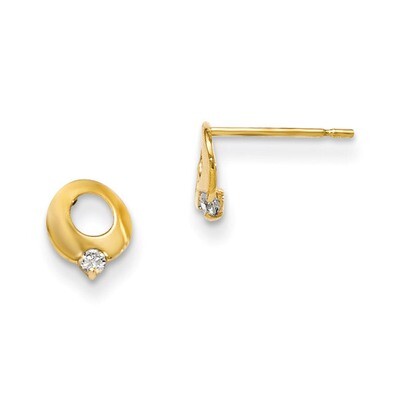 CZ Children&#39;s Circle Post Earrings 14k Gold GK679
