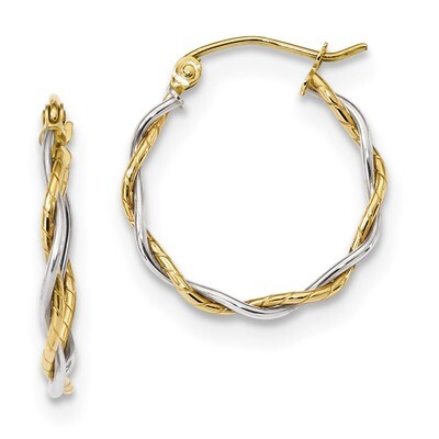 Polished 1.8mm Twisted Hoop Earrings 10k Two-tone Gold 10TC398, MPN: 10TC398, 191101344299
