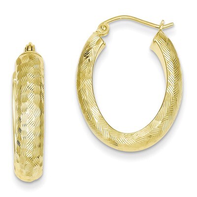 Textured Oval Hoop Earrings Sterling Silver Gold Plated QE8428, MPN: QE8428, 886774247274