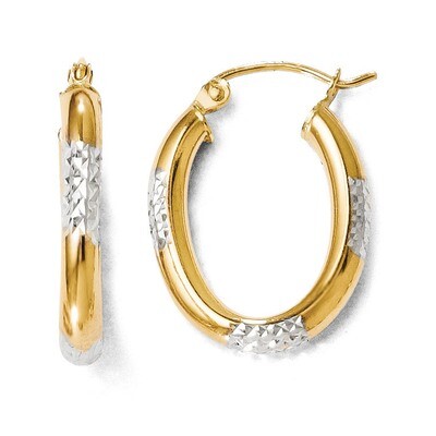Leslie&#39;s Polished and Diamond-cut Hinged Earrings - 14k Gold Two-tone HB-99D, MPN: 99D, 883957023908