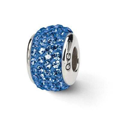 Blue Full Swarovski Crystal Bead Sterling Silver QRS1986, MPN: QRS1986, 883957514994