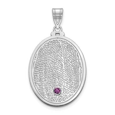 Oval Fingerprint with 18k Gold Bezel Birthstone Pendant 14k White Gold XNA1075W, MPN: XNA1075W,