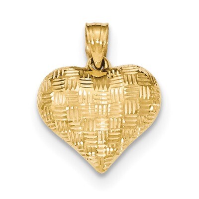 Puff Heart Pendant 14k Gold Textured K5146, MPN: K5146, 886774256658