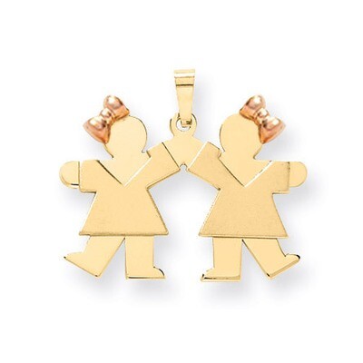 Double Girls Engravable Charm 14k Two-tone Gold Small XK284, MPN: XK284, 883957378084