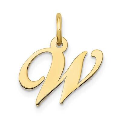 Fancy Script Initial W Charm 10k Gold Small 10YC650W, MPN: 10YC650W,