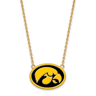 University of Iowa Enamel Pendant with Necklace Gold-plated Sterling Silver GP090UIA-18, MPN: GP090…
