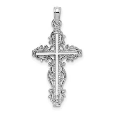 Cross with Lace Trim Charm 14k White Gold K8457W, MPN: K8457W, 637218118779