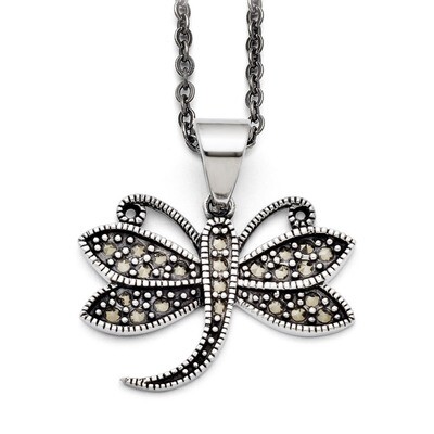 Butterfly Marcasite Necklace Stainless Steel SRN1430-18, MPN: SRN1430-18, 886774306643