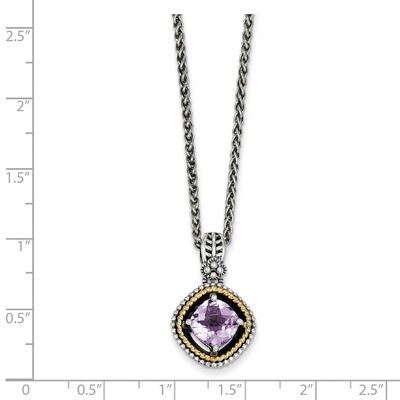 Pink Quartz 18 Inch Necklace Sterling Silver &amp; 14k Gold QTC361, MPN: QTC361, 883957316062