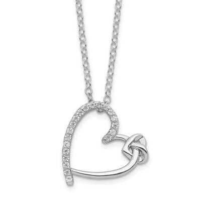 Rhodium-Plated CZ Diamond Heart 18 Inch Necklace Sterling Silver Polished QG6023-18, MPN: QG6023-18…