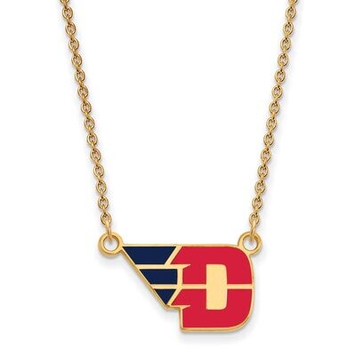 University of Dayton Small Enamel Pendant with Chain Necklace Gold-plated Silver GP019UD-18, MPN: G…