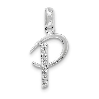 Initial P Pendant Sterling Silver Diamond QC6525P, MPN: QC6525P, 883957916552