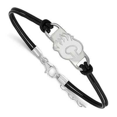 Calgary Flames Small Center Leather Bracelet Sterling Silver SS023FLA-7, MPN: SS023FLA-7, 191101153…