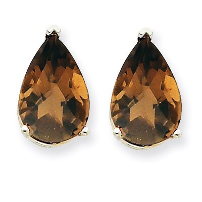 12x8 Pear Smokey Quartz Earrings 14k White Gold XE84WSQ, MPN: XE84WSQ, 883957105314