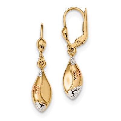 White &amp; Rose Rhodium-plated Diamond -cut Dangle Leverback Earrings 14k Gold TH950, MPN: TH950, 1911…