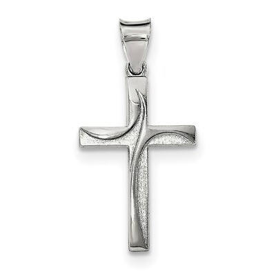 Textured Brushed and Polished Latin Cross Pendant Sterling Silver QC8175, MPN: QC8175, 191101364488