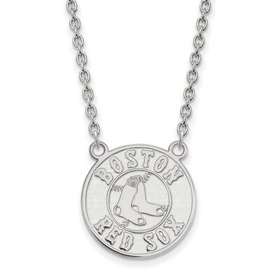 Boston Red Sox Large Pendant with Chain Necklace 10k White Gold 1W016RSO-18, MPN: 1W016RSO-18, 8867…