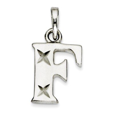 Diamond-cut Initial F Pendant Sterling Silver Polished QC7424F, MPN: QC7424F, 886774976556