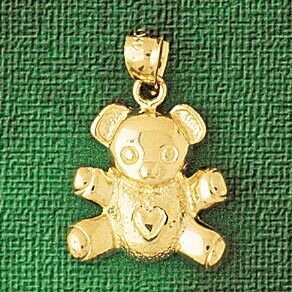 Dazzlers Jewelry Teddy Bear Pendant Necklace Charm Bracelet in Yellow, White or Rose Gold 2459, MPN…