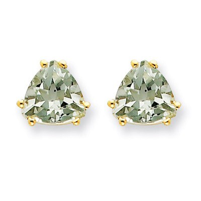 7mm Trillion Green Quartz Earrings 14k Gold XE95CG, MPN: XE95CG, 883957110066