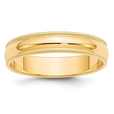 5mm Milgrain Half-Round Wedding Band 14k Gold M050 Engravable, MPN: M050, 886774301532