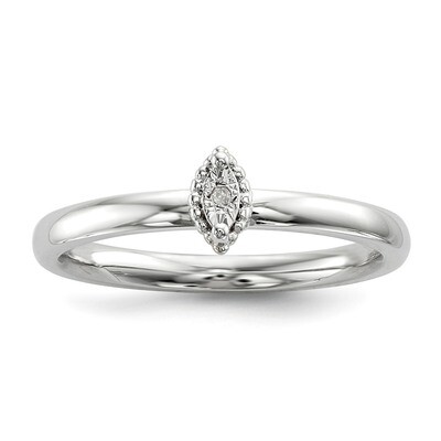 .01ct. Diamond Marquise Shape Ring Sterling Silver Rhodium Polished QR6796, MPN: QR6796, 8839577547…
