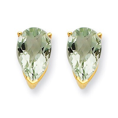 9x6 Pear Green Quartz Earrings 14k Gold XE82CG, MPN: XE82CG, 883957103860