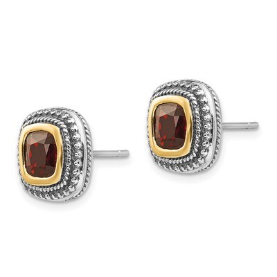 Garnet Earrings Sterling Silver &amp; 14k Gold QTC673, MPN: QTC673, 883957441160