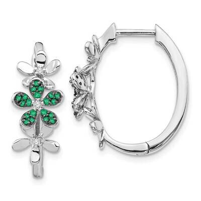 Emerald Earrings 14k White Gold Diamond EM4044-EM-006-WA, MPN: EM4044-EM-006-WA, 191101837708