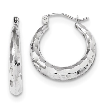 Polished &amp; Diamond -cut Hoop Earrings 14k white Gold TF1300W, MPN: TF1300W, 191101058325