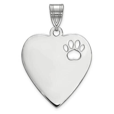 Heart Pendant with Pawprint Cutout Sterling Silver Rhodium-plated XNA770SS, MPN: XNA770SS, 19110122…