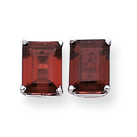 9x7mm Emerald Cut Garnet Earrings 14k White Gold XE68WGA, MPN: XE68WGA, 883957096469