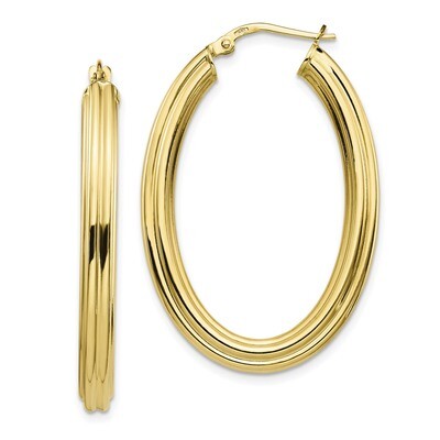 Leslie&#39;s Grooved Hoop Earrings 10k Gold Polished HB-10LE484, MPN: 10LE484, 191101498954