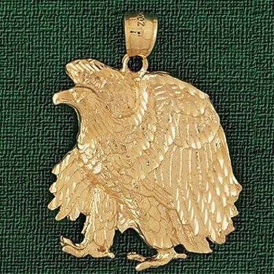 Dazzlers Jewelry Sitting Eagle Pendant Necklace Charm Bracelet in Yellow, White or Rose Gold 2796, …