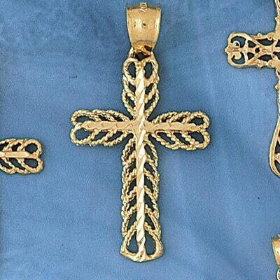 Dazzlers Jewelry Cross Pendant Necklace Charm Bracelet in Yellow, White or Rose Gold 7887, MPN: DZ-…