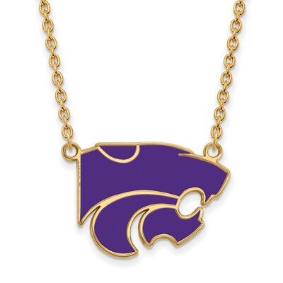 Kansas State University Large Enamel Pendant with Chain Necklace Gold-plated Silver GP071KSU-18, MP…