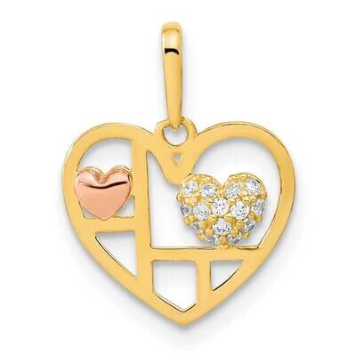 Heart with CZ Diamond Pendant 14k Two-Tone Gold YC1514, MPN: YC1514,