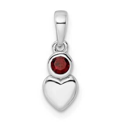 Garnet Heart Pendant Sterling Silver Rhodium-Plated Polished QBPD35JAN, MPN: QBPD35JAN,