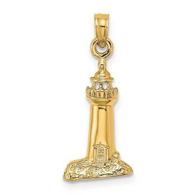 Polished Textured Lighthouse Charm 14k Gold 2-D K8019, MPN: K8019, 637218051878