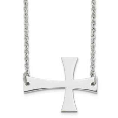 Sideways Cross Necklace Stainless Steel Polished SRN1190-21, MPN: SRN1190-21, 191101850806