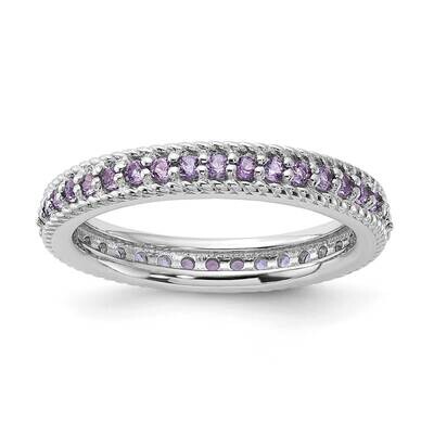 Sterling Silver Stackable Expressions Polished Amethyst Eternity Ring QSK1458-6